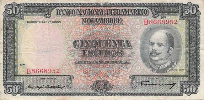 Mosambik p106a-2 50 Escudos 1958